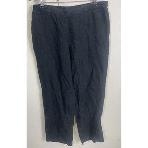 J Jill Love Linen Pants Women Large Tall Pull On Black High Rise Pockets 36x32